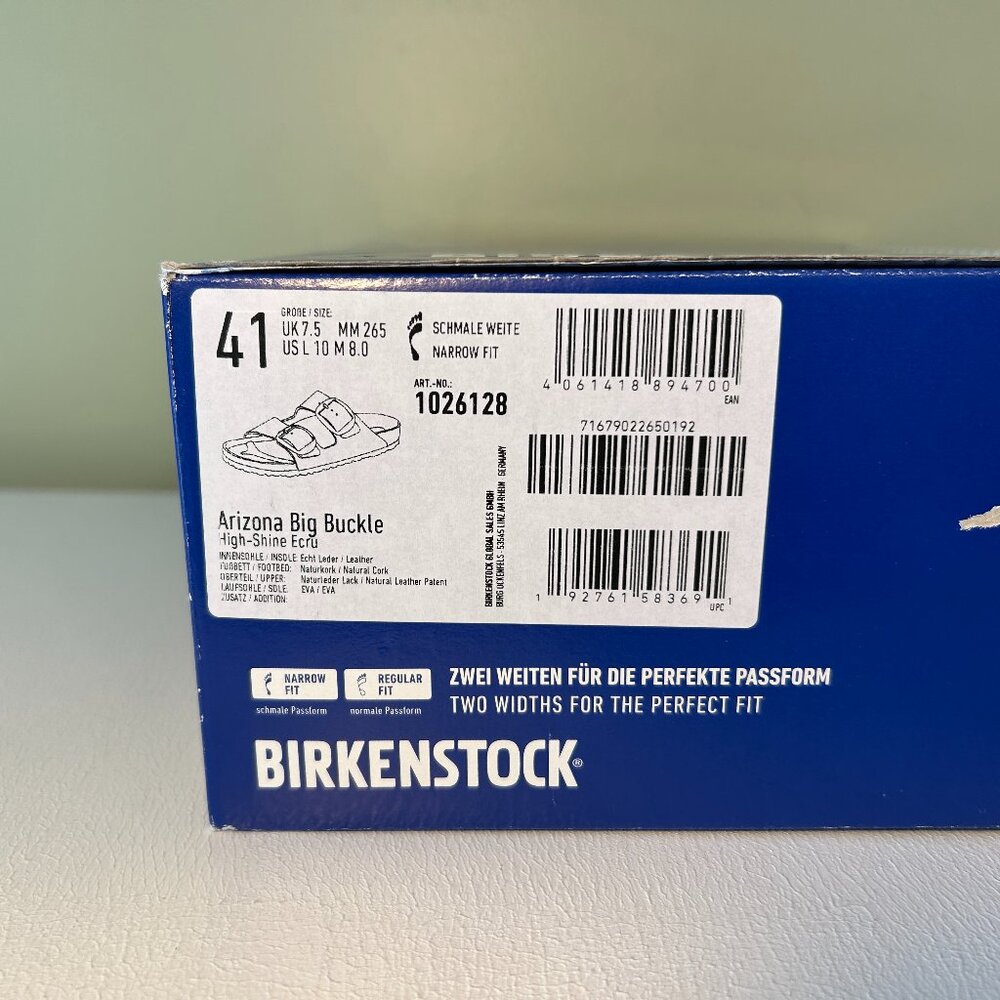 Birkenstock Arizona Big Buckle Natural Leather Patent Sandals - Picture 15 of 15